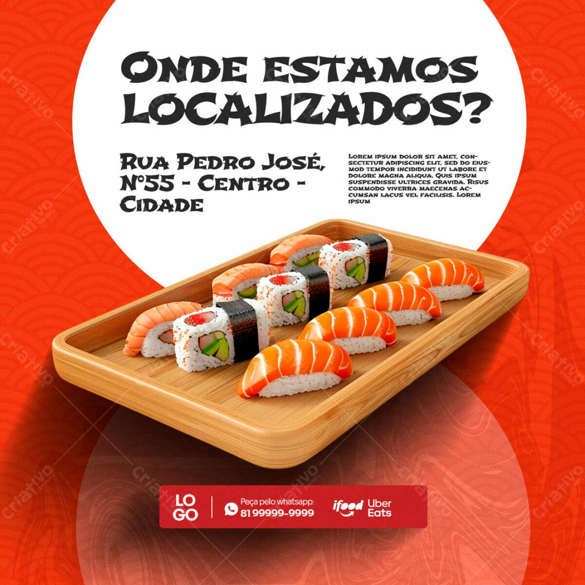 Flyer para Restaurante Japonês PSD Editável
