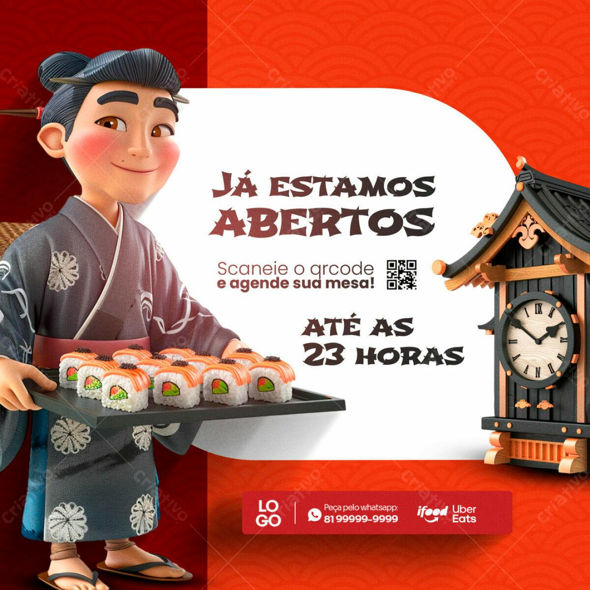 Flyer para Restaurante Japonês PSD Editável
