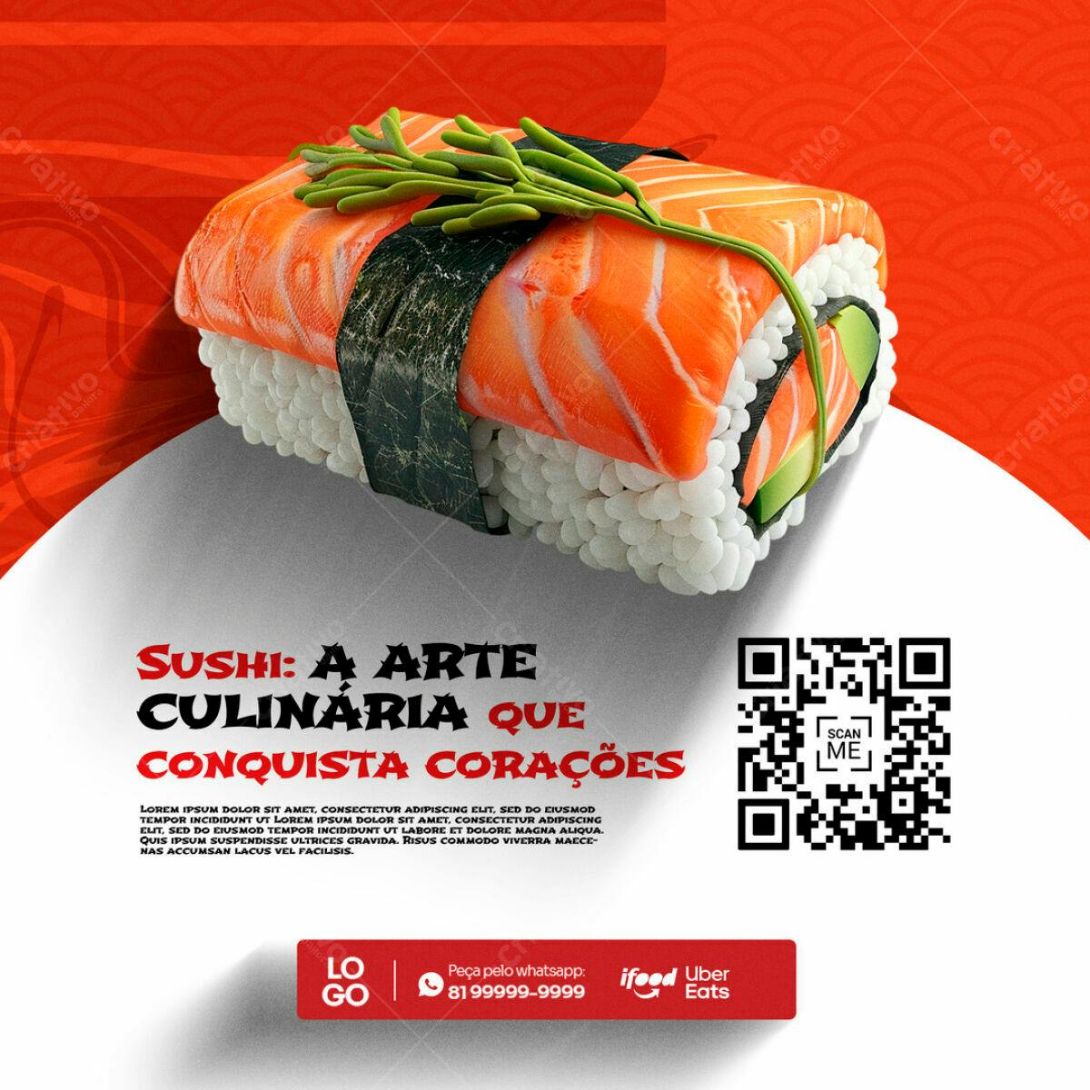 Postagem Instagram Sushi PSD Editável