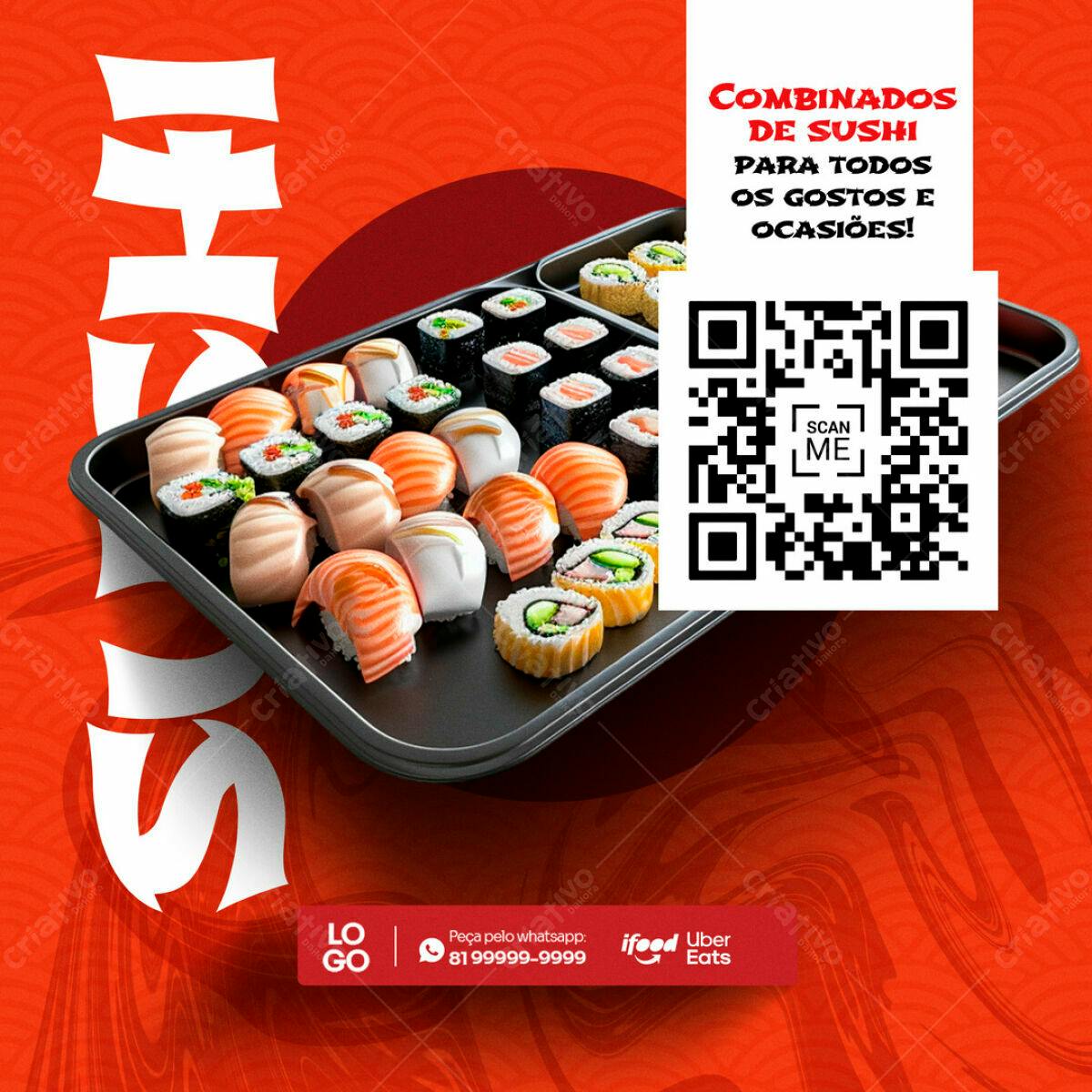 Cardápio de Sushi PSD Editável