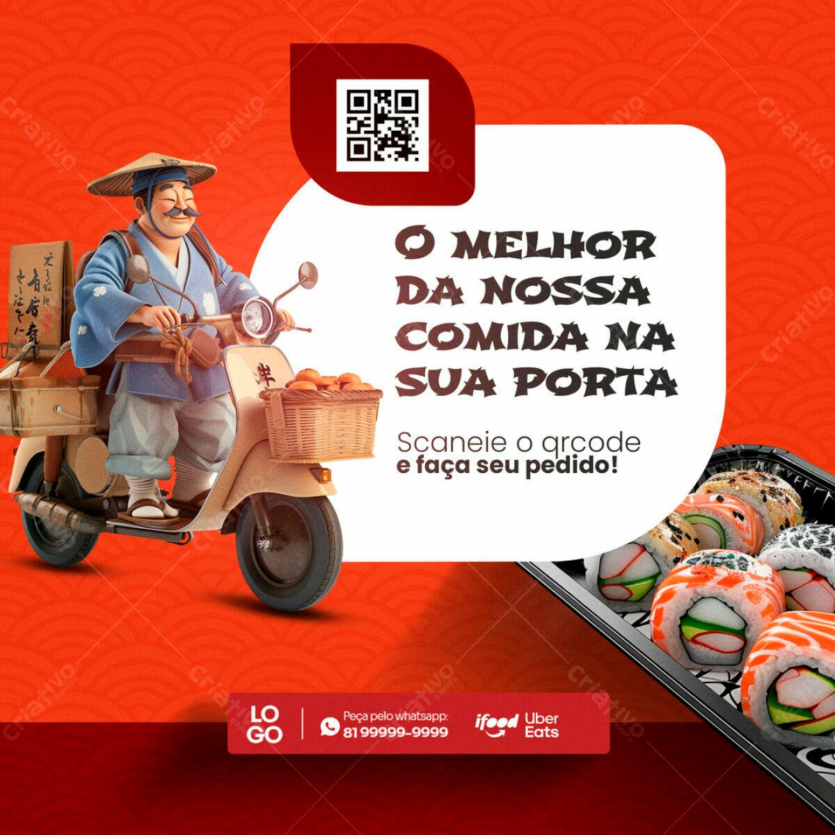 Flyer para Delivery de Sushi PSD Editável