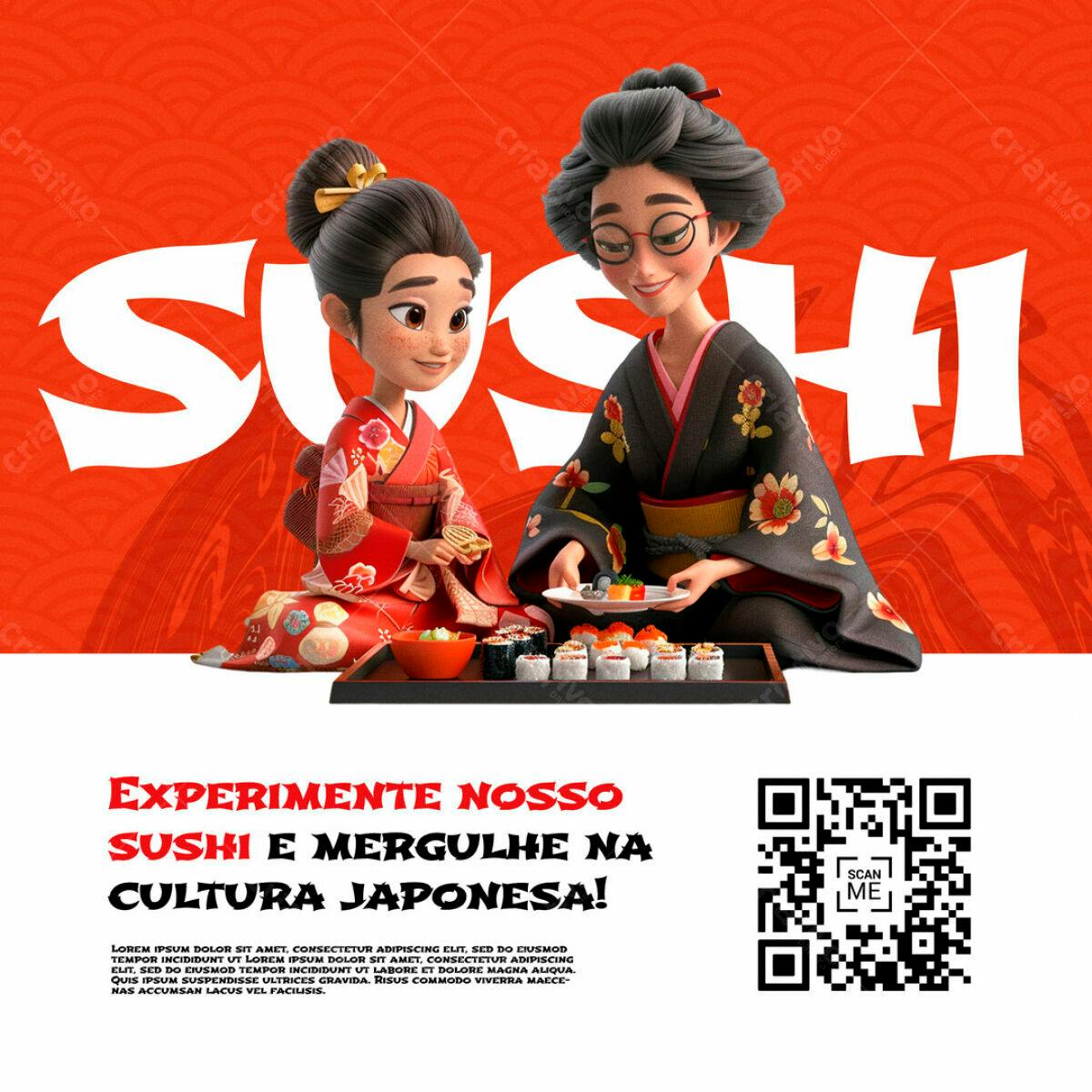 Flyer para Restaurante de Sushi PSD Editável