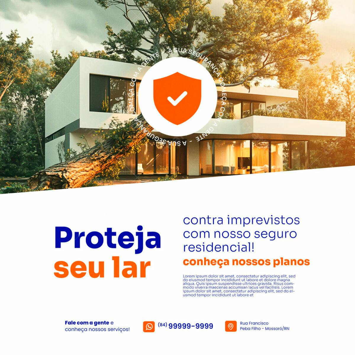 Postagem Instagram Seguro Residencial PSD Editável