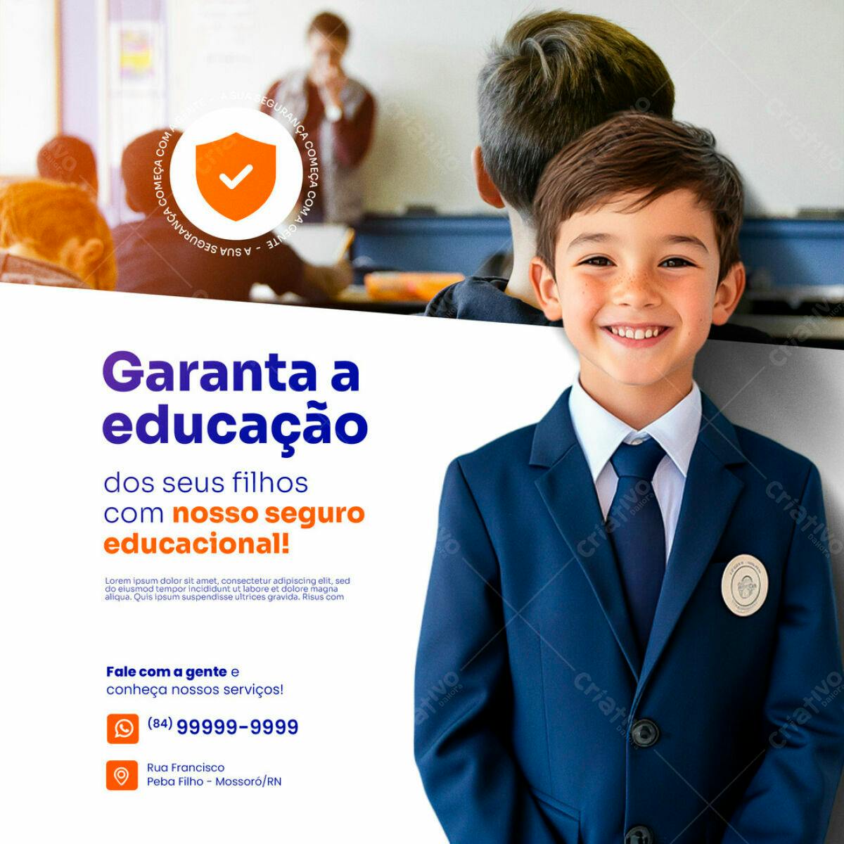 Flyer para Seguro Educacional PSD Editável