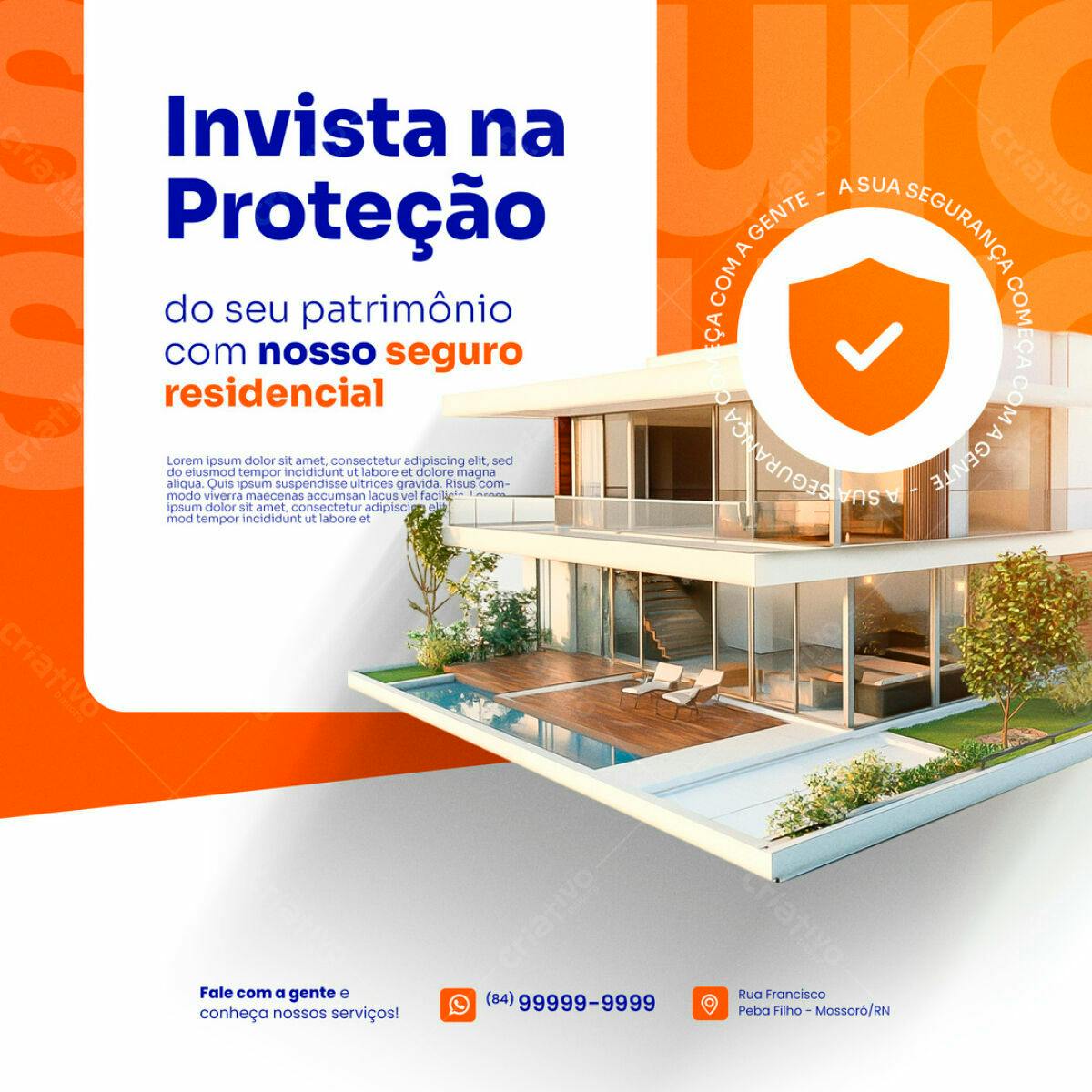 Postagem Instagram Seguro Residencial PSD Editável