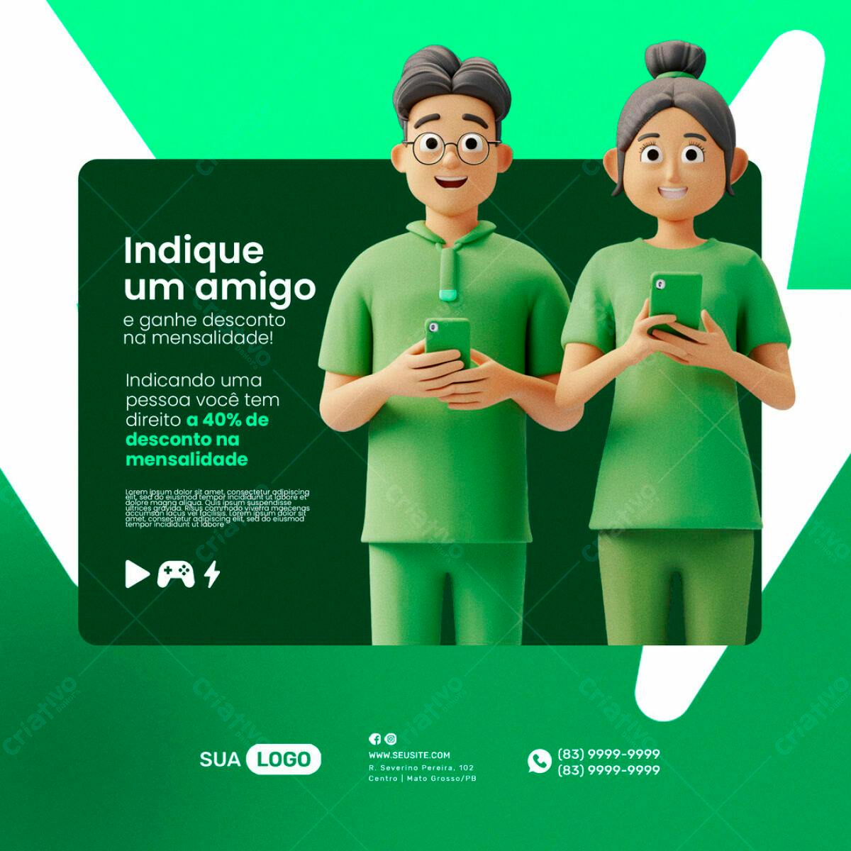 Postagem de Redes Sociais Indique um Amigo PSD Editável