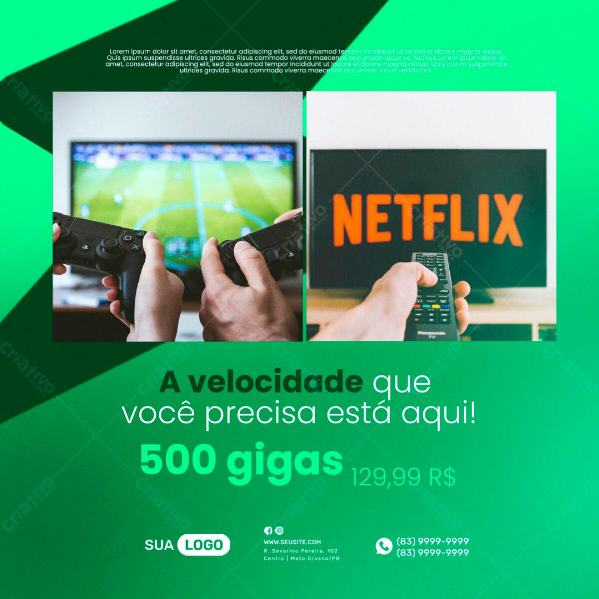 Postagem Redes Sociais Internet 500 Gigas PSD Editável