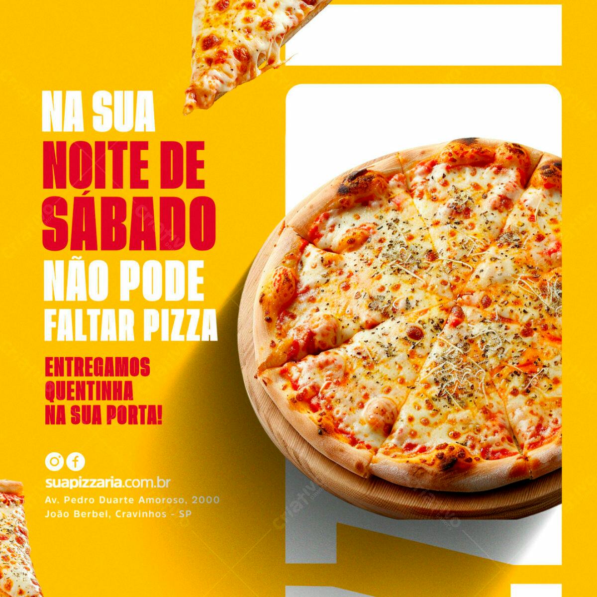 Flyer Noite de Sábado com Pizza PSD Editável