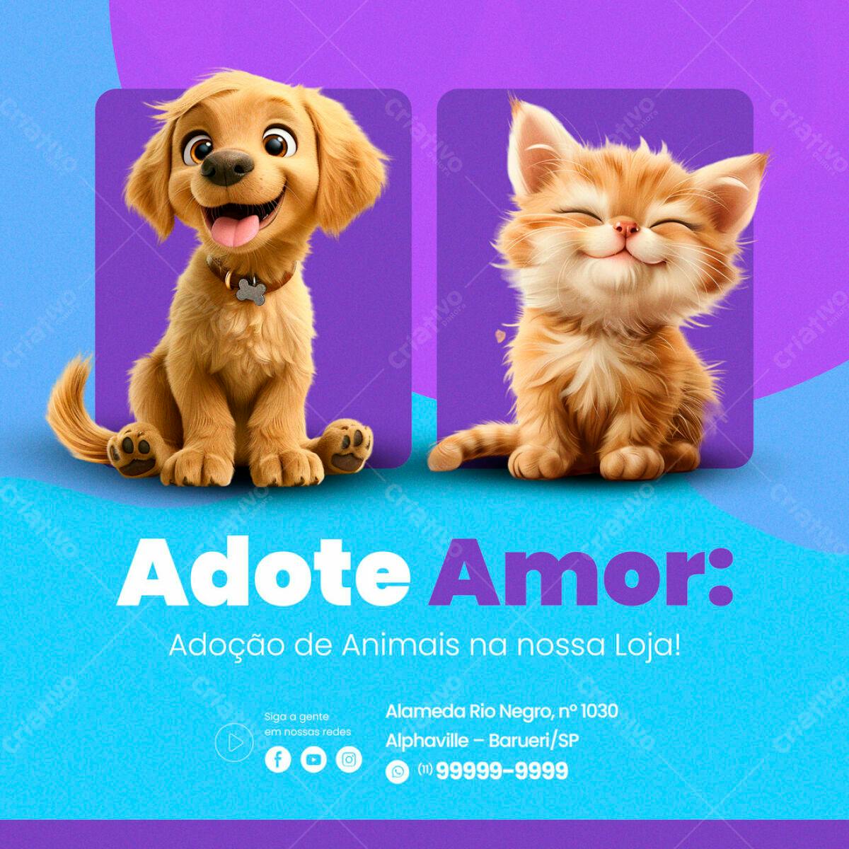 Flyer Adoção de Animais PSD Editável