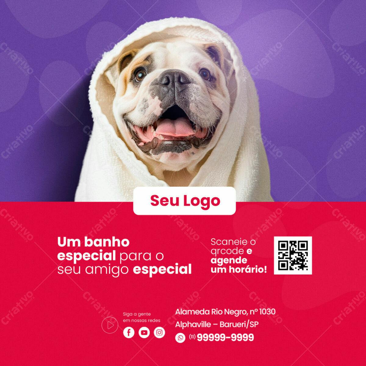 Banner Pet Shop Banho e Tosa PSD Editável
