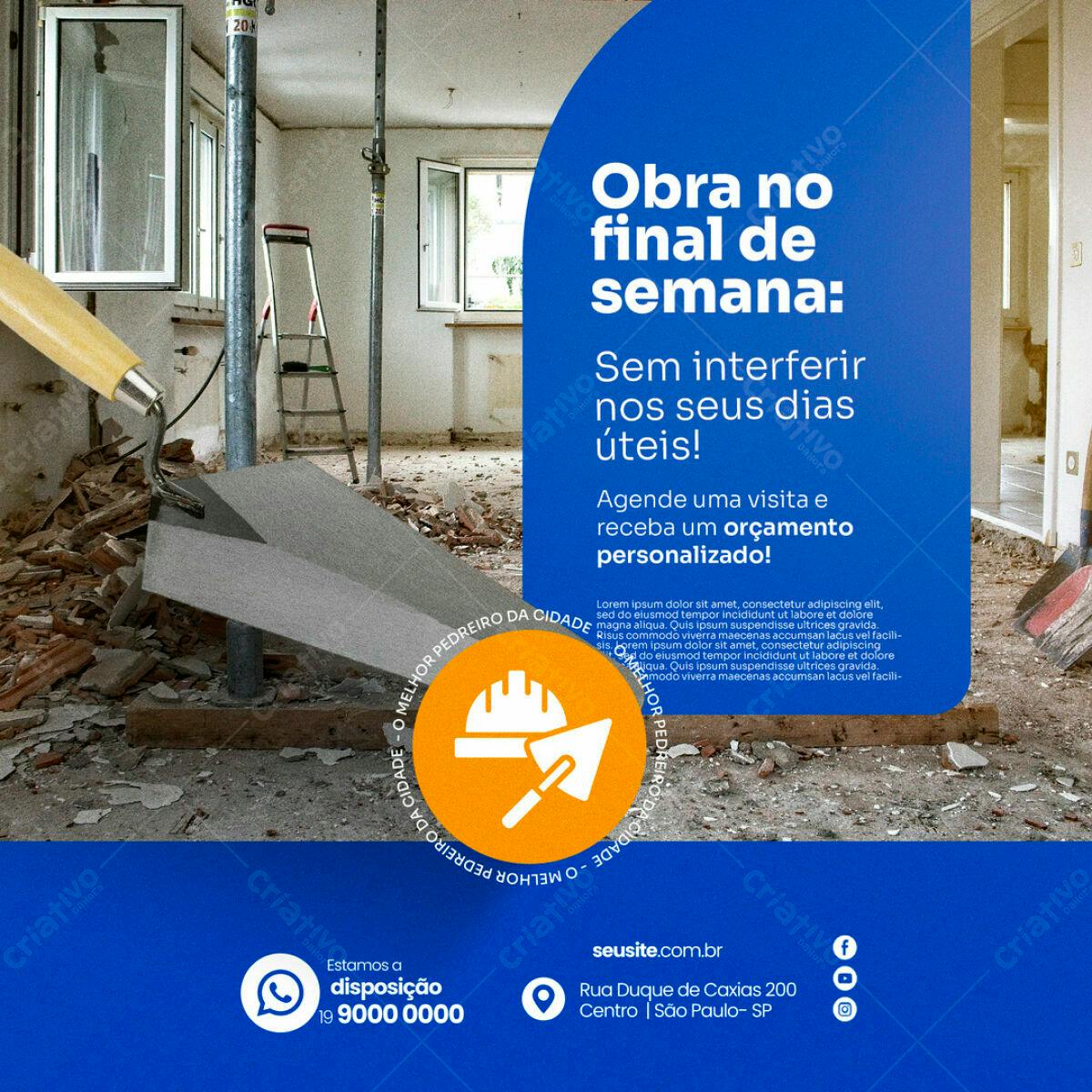 Flyer para Obras no Final de Semana PSD Editável