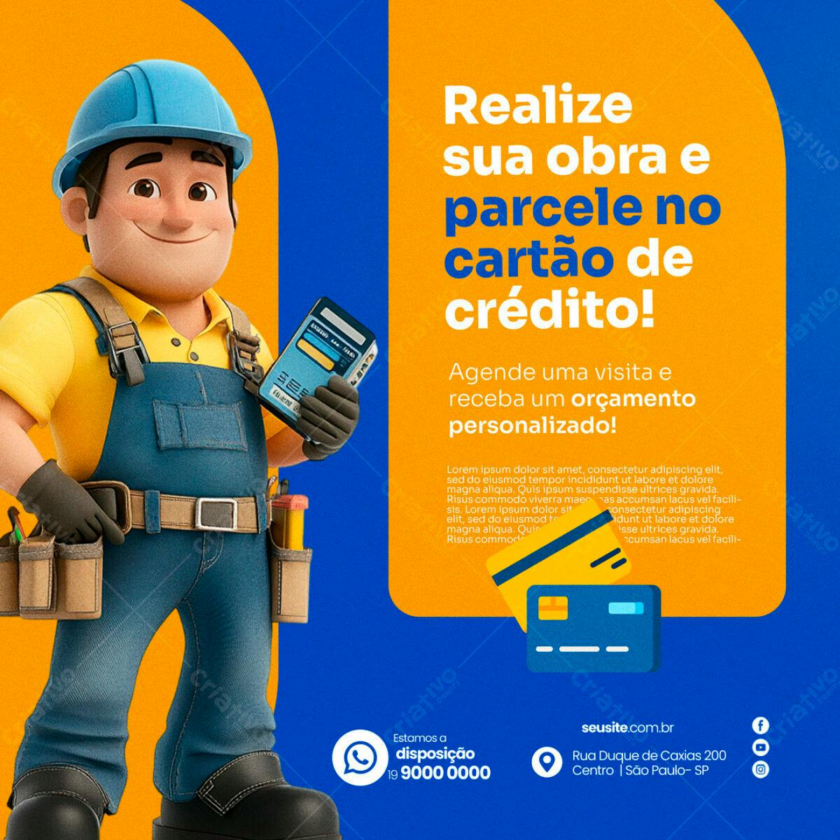 Postagem para Redes Sociais Reforma e Construção PSD Editável
