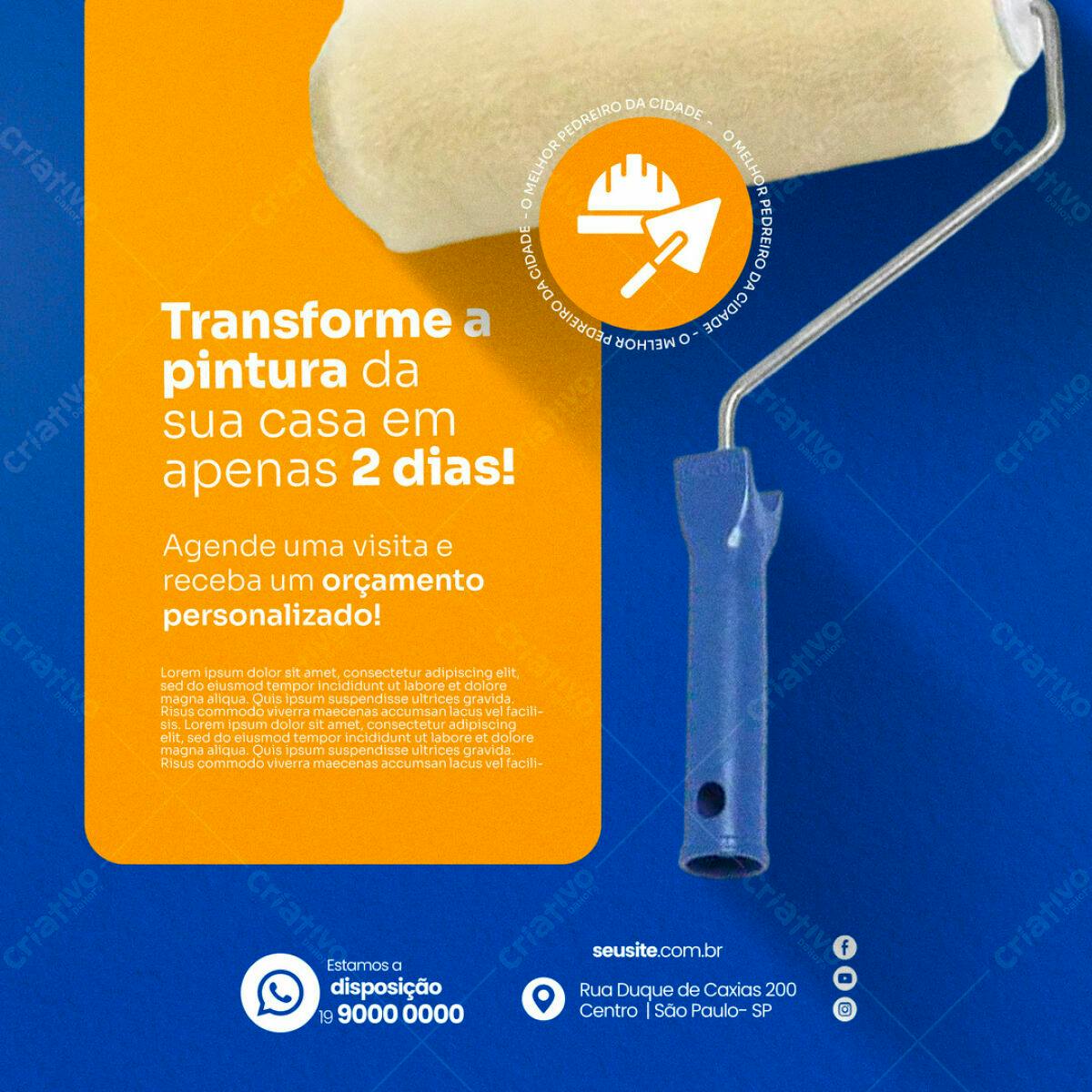 Flyer para Pintura Residencial em 2 Dias PSD Editável