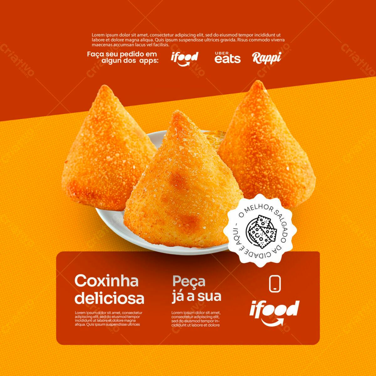 Flyer para Delivery de Coxinha PSD Editável