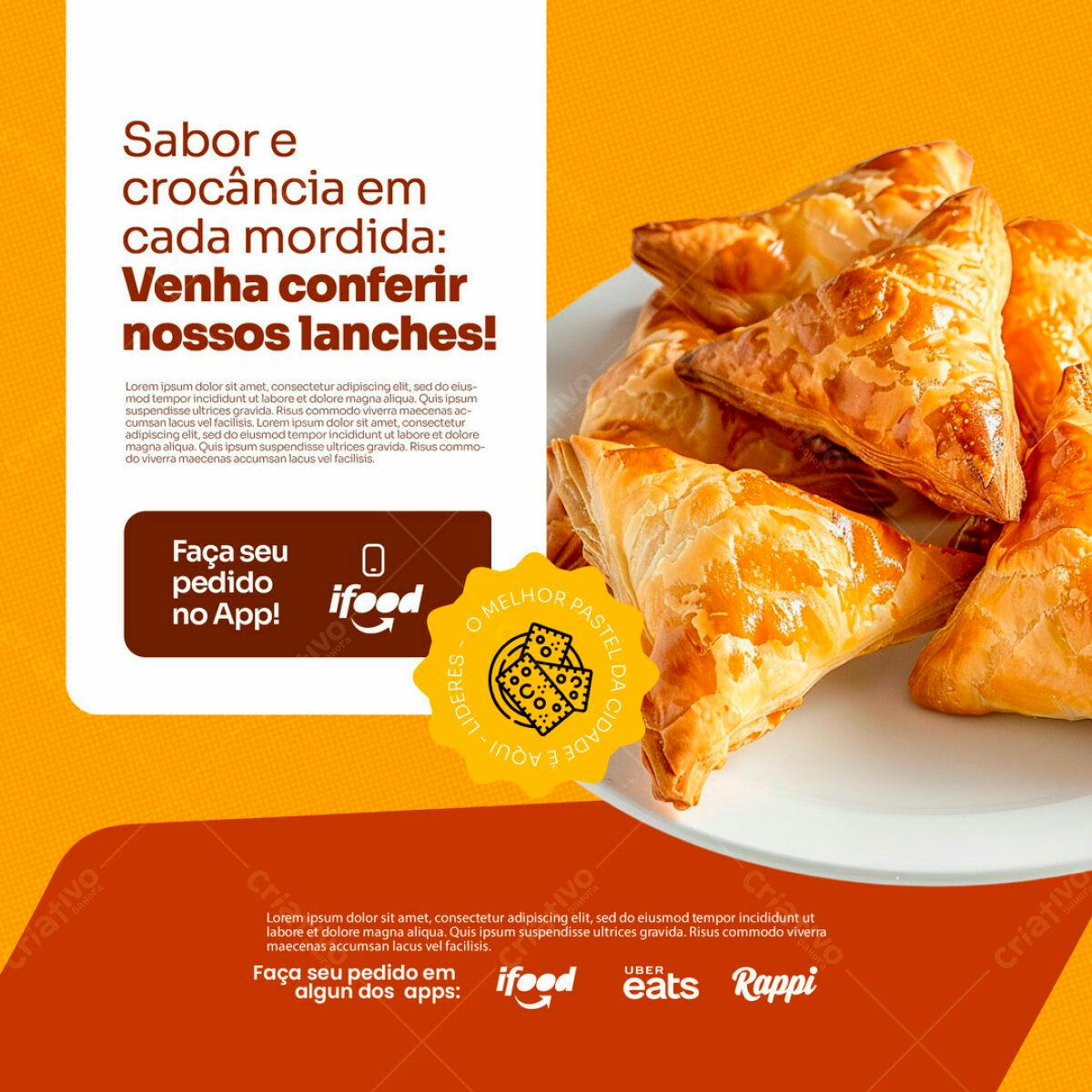 Flyer para Lanchonete com Pastéis PSD Editável
