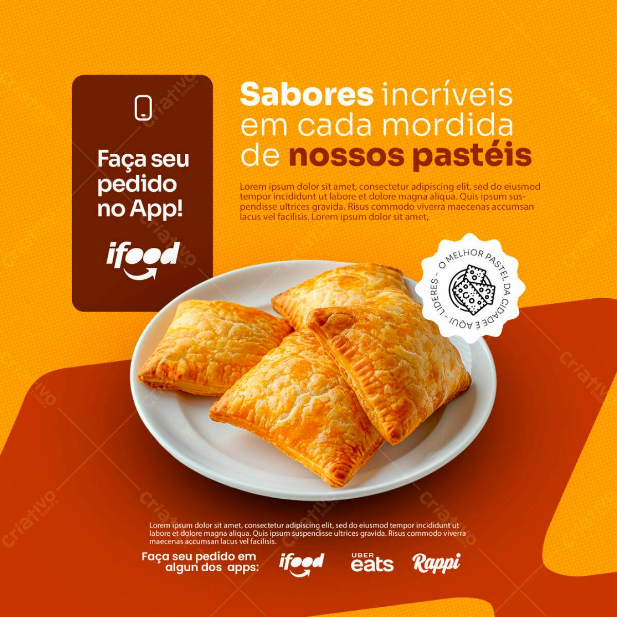Flyer para Delivery de Pastéis PSD Editável