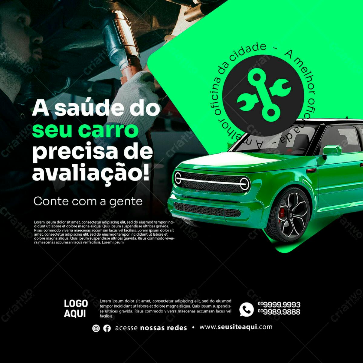Postagem de Redes Sociais para Oficina Mecânica PSD Editável
