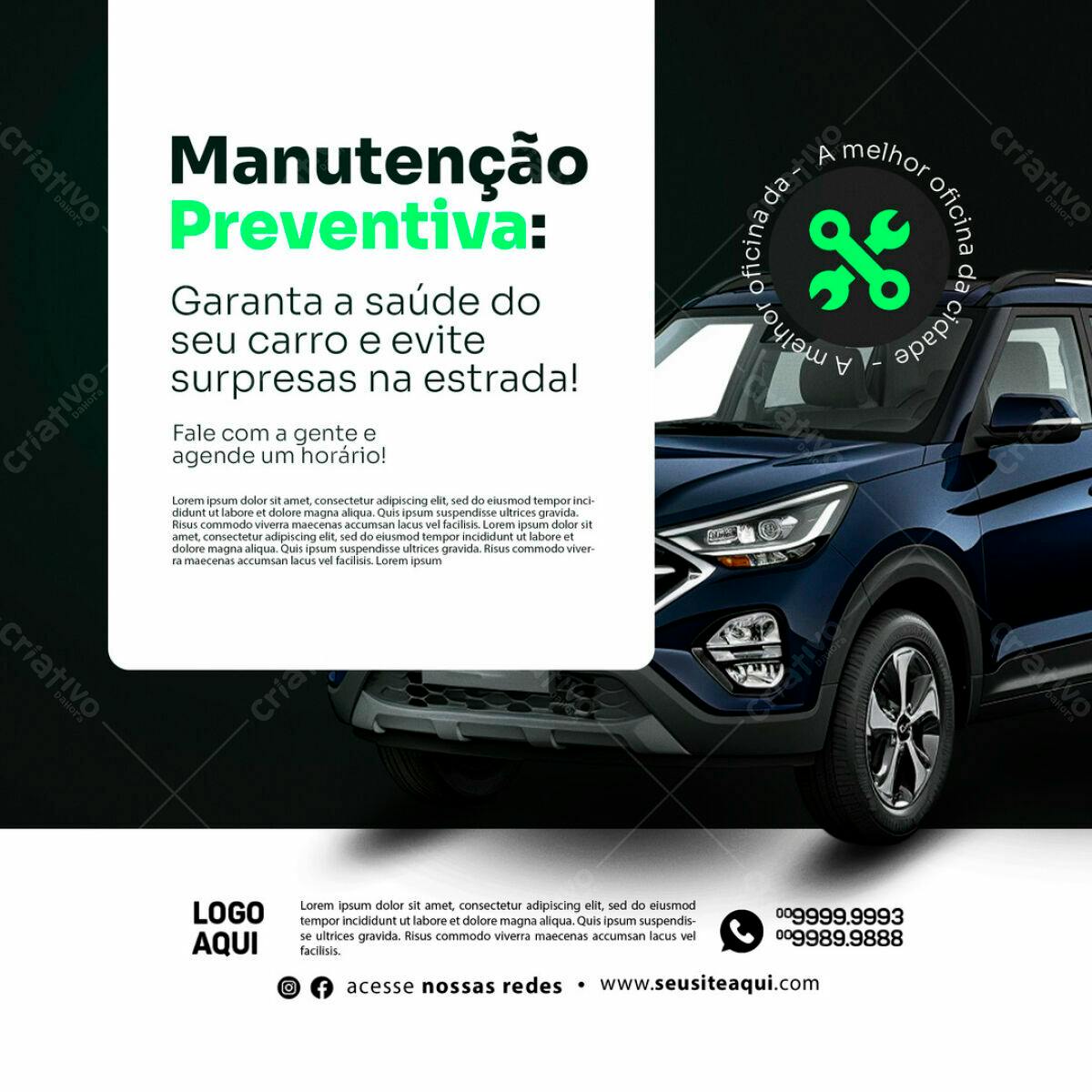 Postagem de Mídias Sociais para Manutenção Preventiva PSD Editável