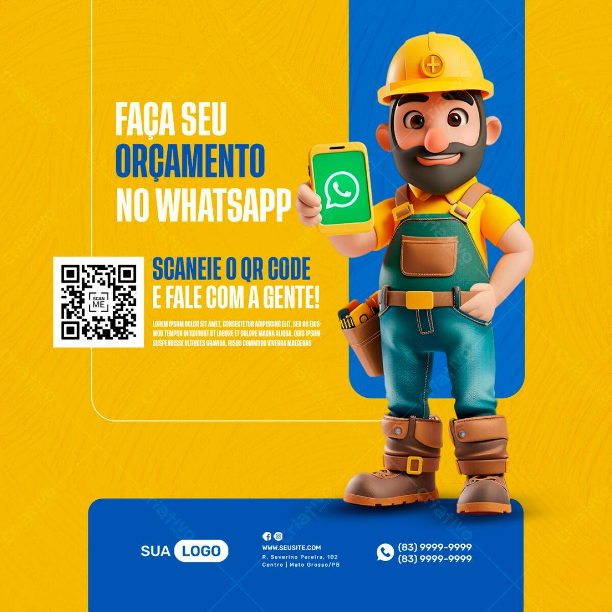 Flyer Orçamento WhatsApp PSD Editável