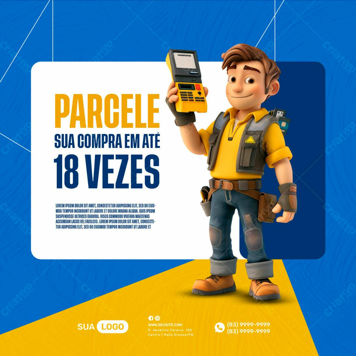Flyer para Promoção de Parcelamento em 18x PSD Editável