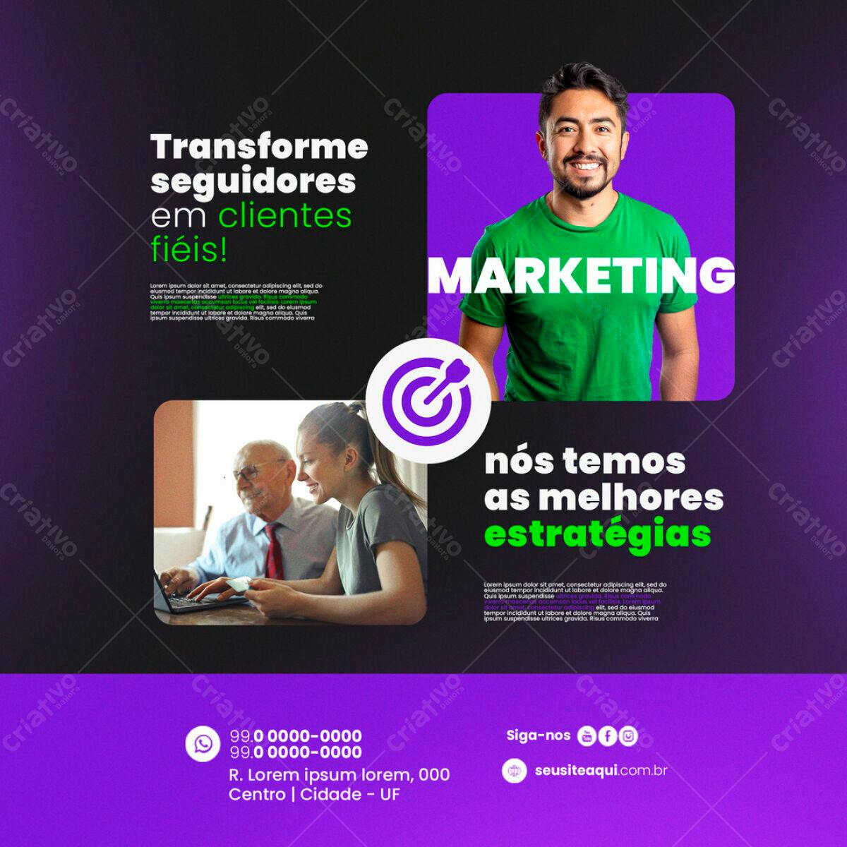 Postagem de Mídias Sociais para Marketing PSD Editável