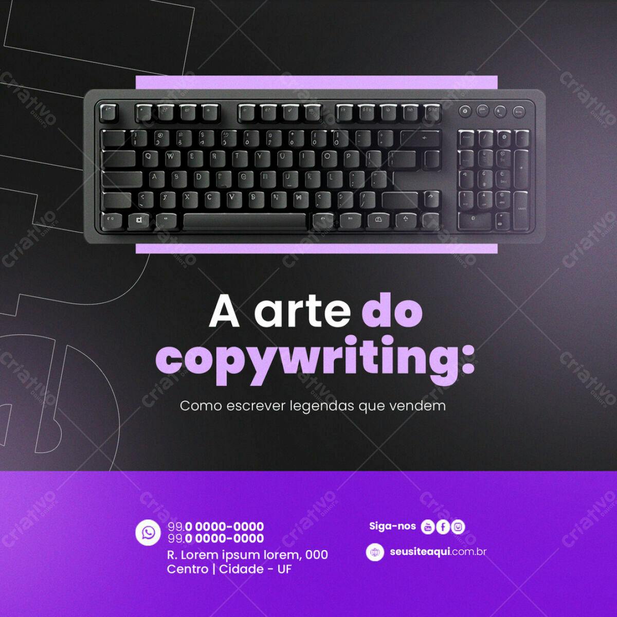 Post para Redes Sociais sobre Copywriting PSD Editável