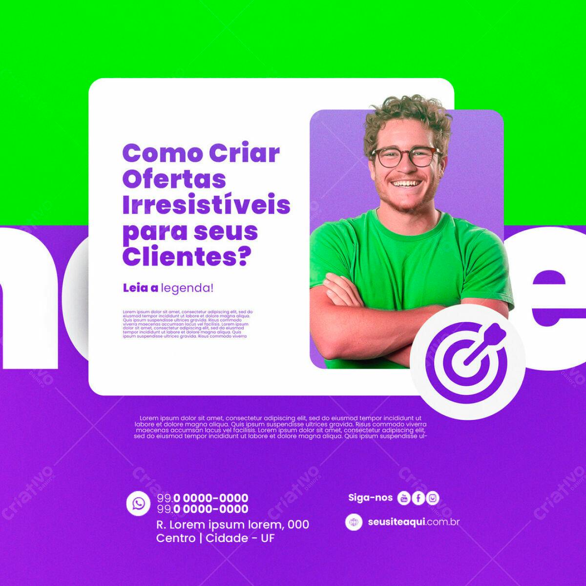Post para Redes Sociais Como Criar Ofertas Irresistíveis PSD Editável