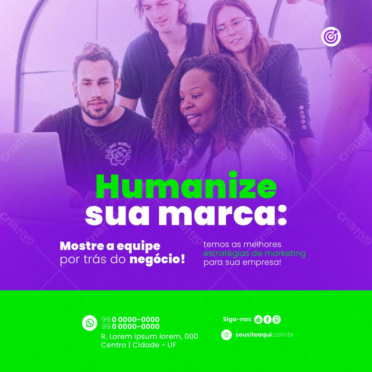 Post para Redes Sociais Humanize sua Marca PSD Editável