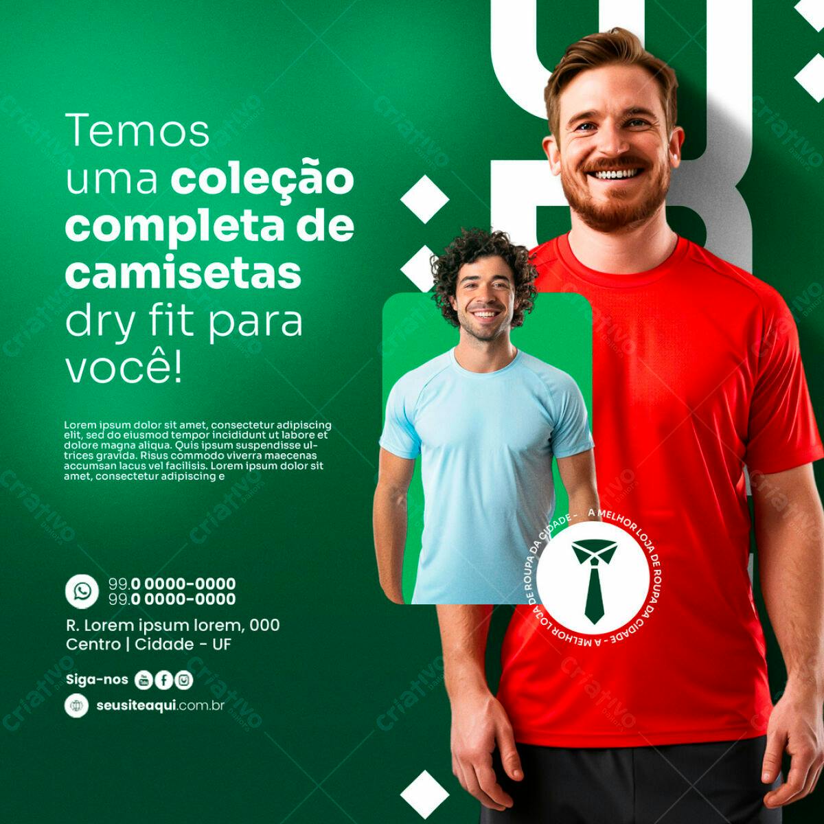 Modelo de Camiseta Dry Fit PSD Editável