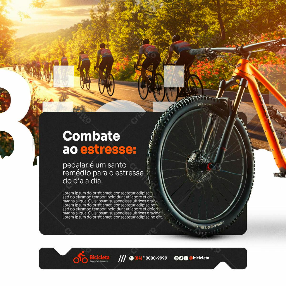 Flyer Ciclismo Combate ao Estresse PSD Editável