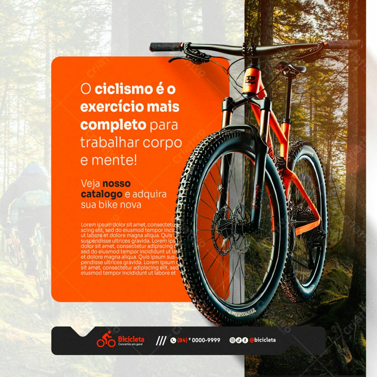 Flyer Ciclismo Bicicleta Laranja PSD Editável