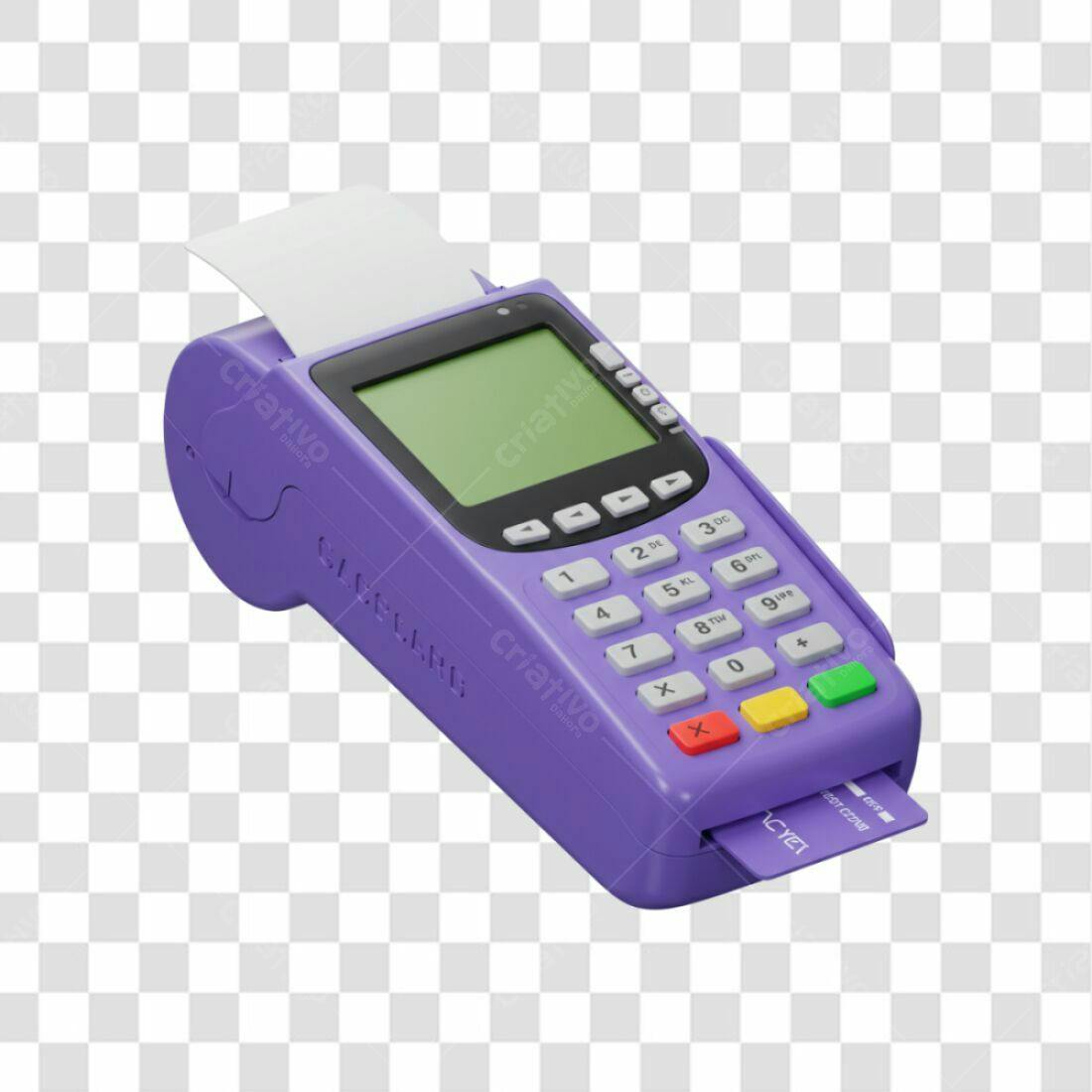 Mockup Maquininha de Cartão Roxa PNG com fundo transparente