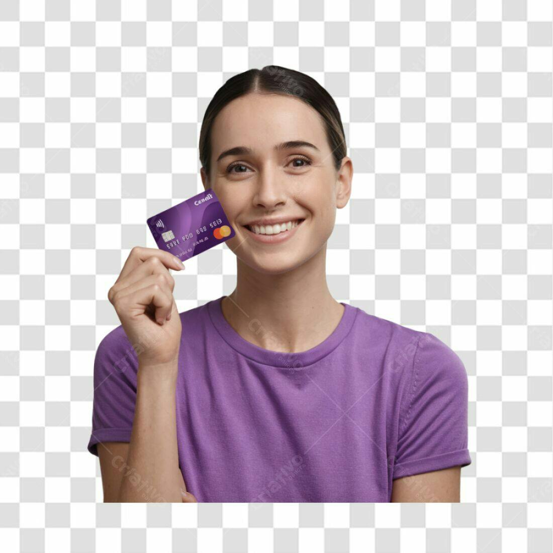 Imagem PNG mulher cartão crédito fundo transparente