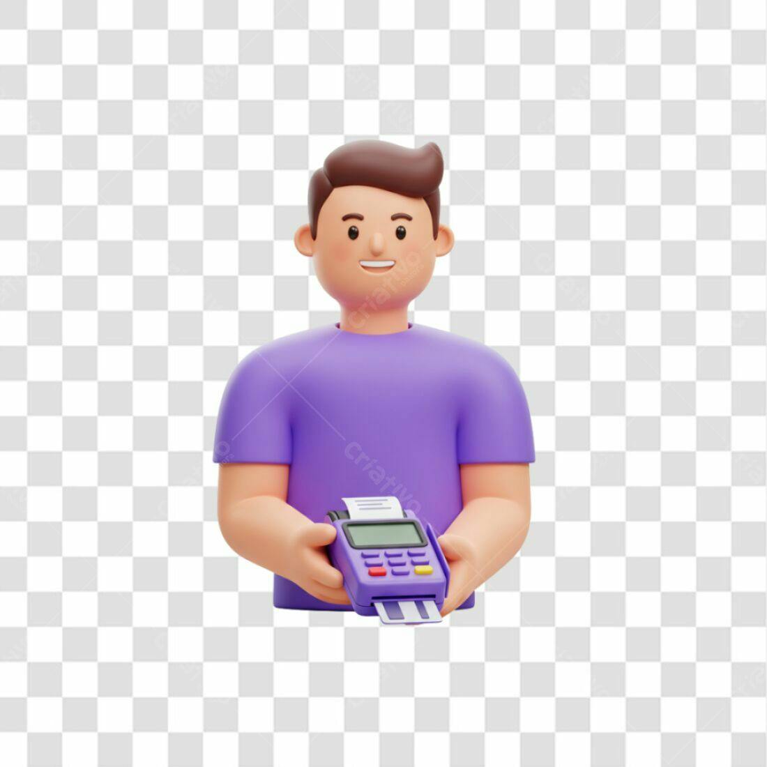 Ilustração PNG com fundo transparente Pessoa com máquina de cartão