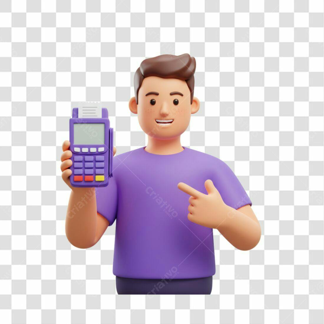 Ilustração PNG com fundo transparente Homem segurando máquina de cartão