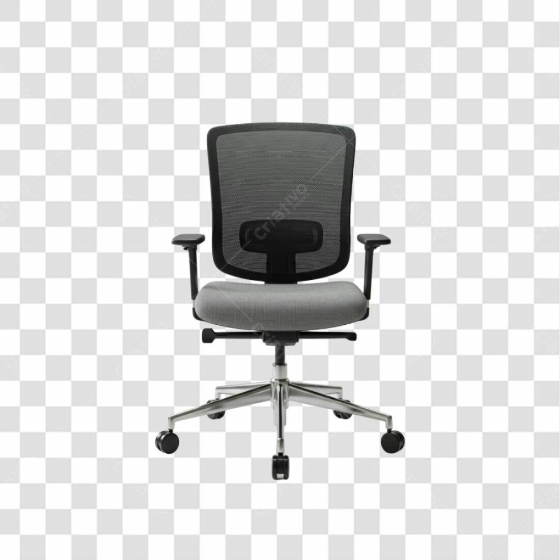 Mockup Cadeira Escritório Cinza e Preto PNG com fundo transparente