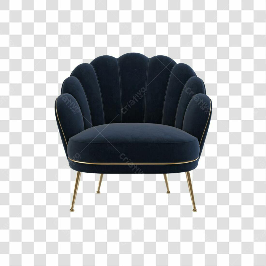 Mockup Poltrona Azul Marinho PNG com fundo transparente