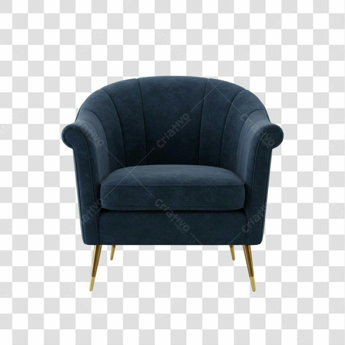 Mockup Poltrona Azul Marinho PNG com fundo transparente