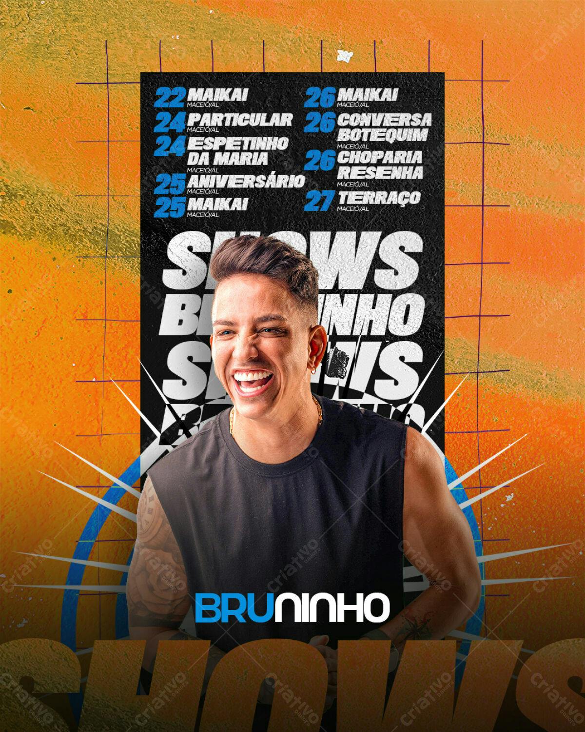 Flyer para Show do Bruninho PSD Editável