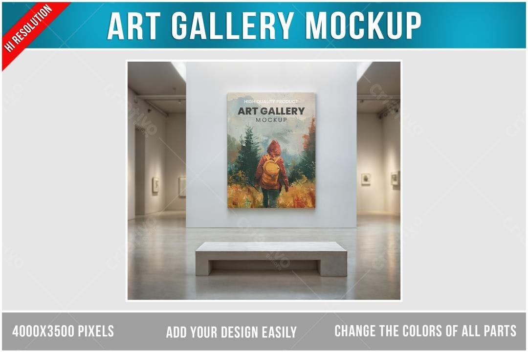 Mockup de Arte em Galeria Moderna