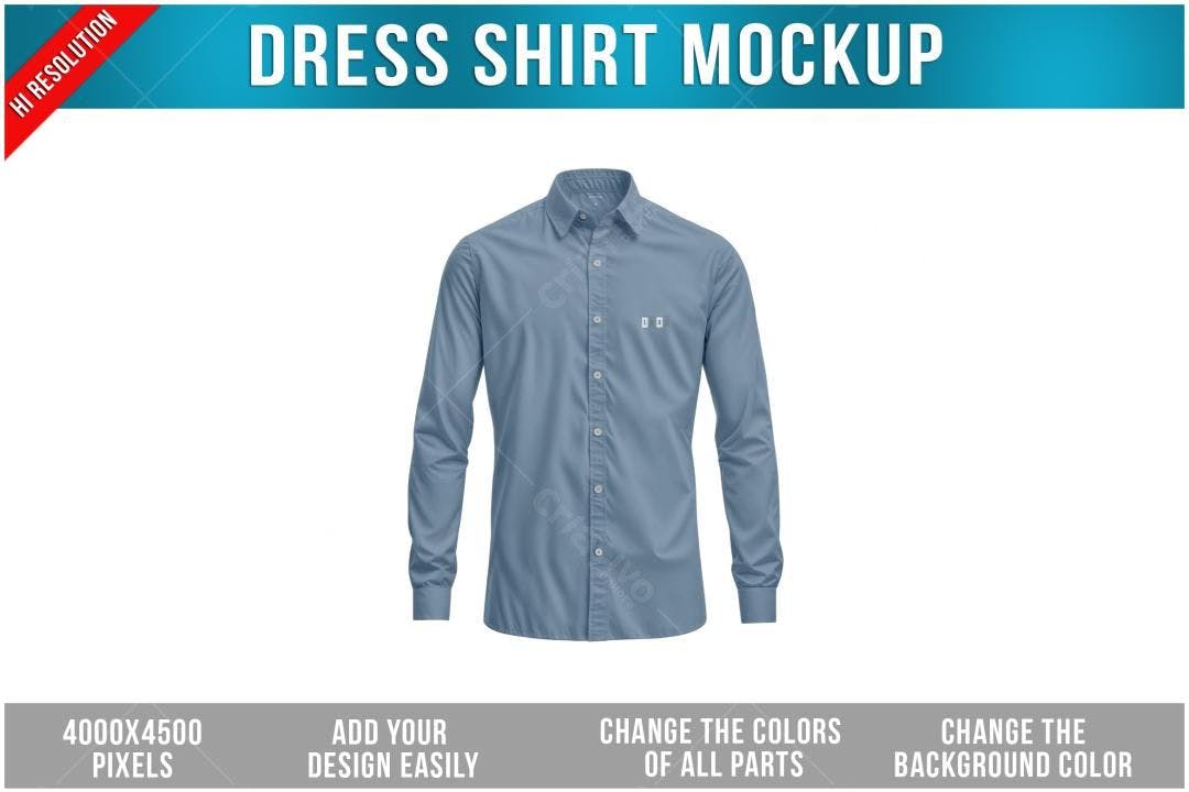 Mockup Camisa Social Masculina Azul - Design Realista