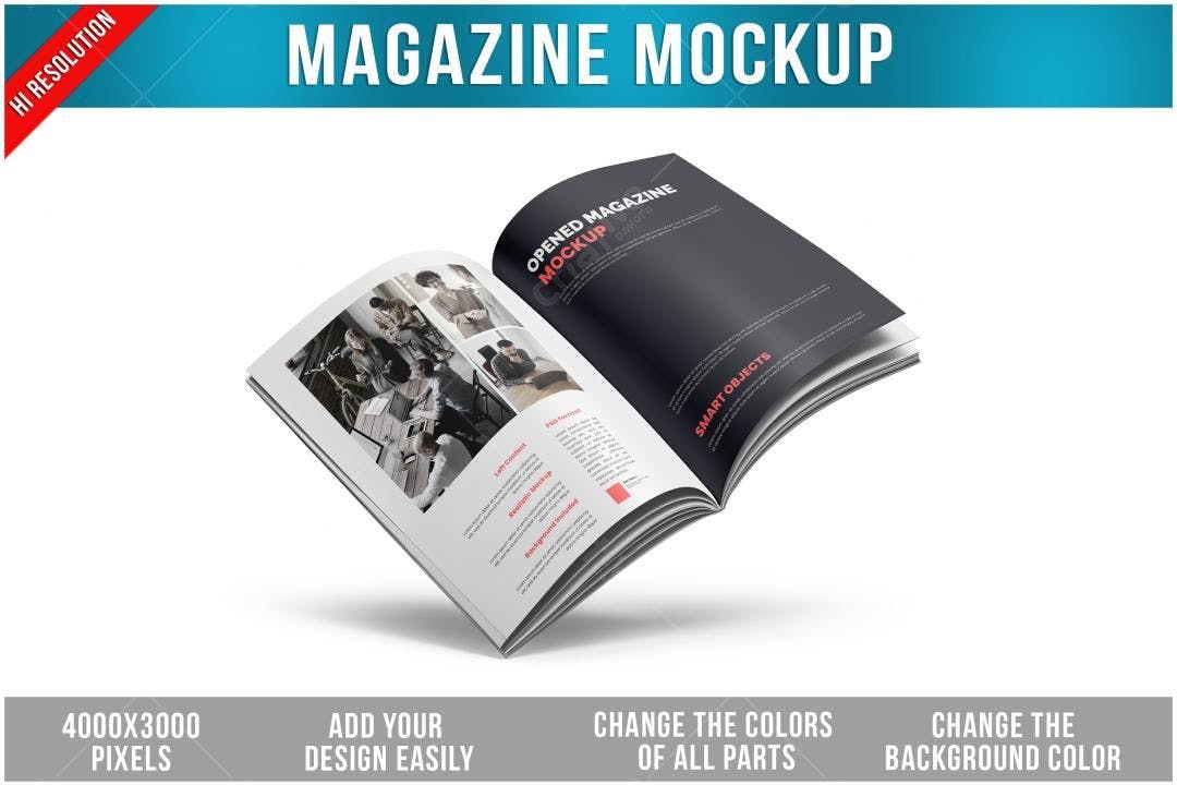 Mockup Revista Aberta: Design Moderno em Preto e Branco