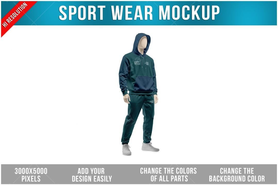 Mockup Roupas Esportivas Masculinas Verde-Escuro