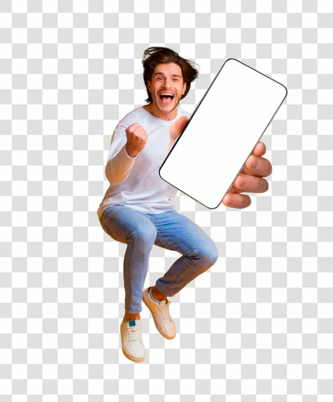 Banner com Homem Celebrando PNG com fundo transparente