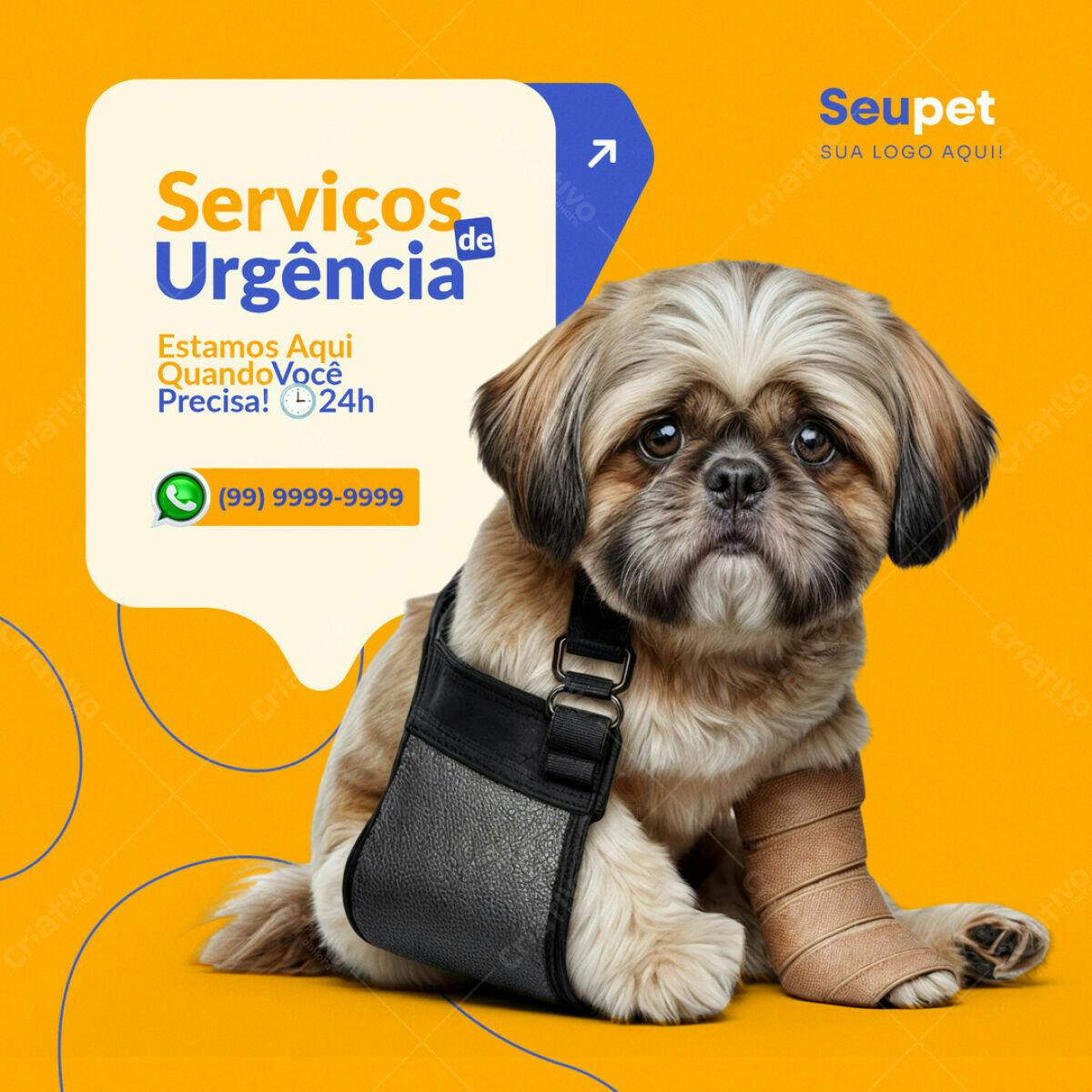 Post para Veterinária com Cachorro Ferido PSD Editável