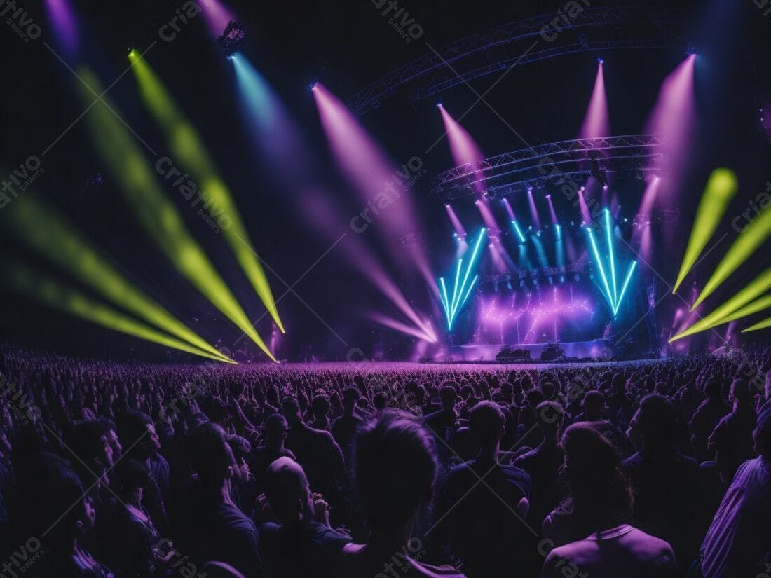 Show de música ao vivo com luzes vibrantes