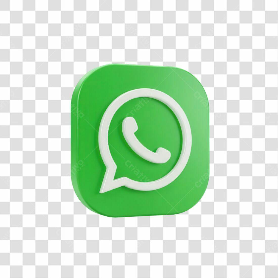 Logo WhatsApp 3D PNG com fundo transparente