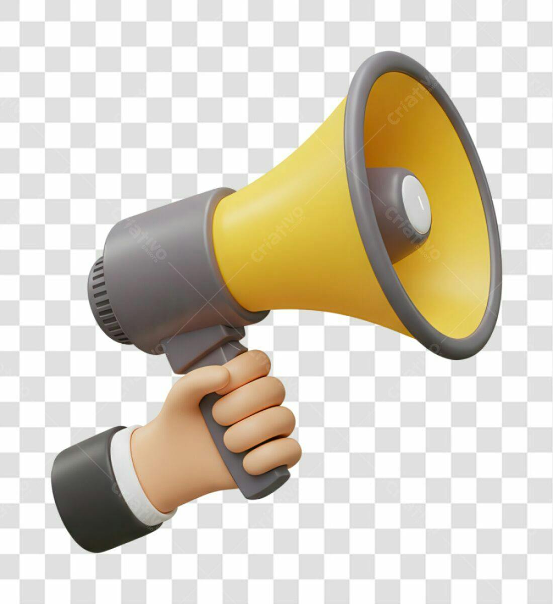 PNG Ilustração mão segurando megafone amarelo