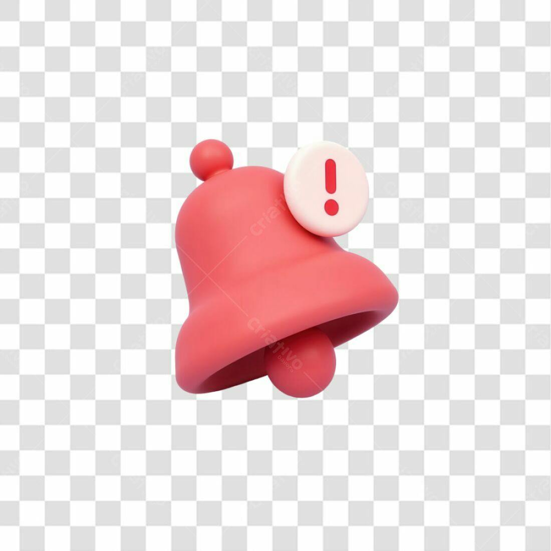 Icone Notificação Sino 3D PNG com fundo transparente