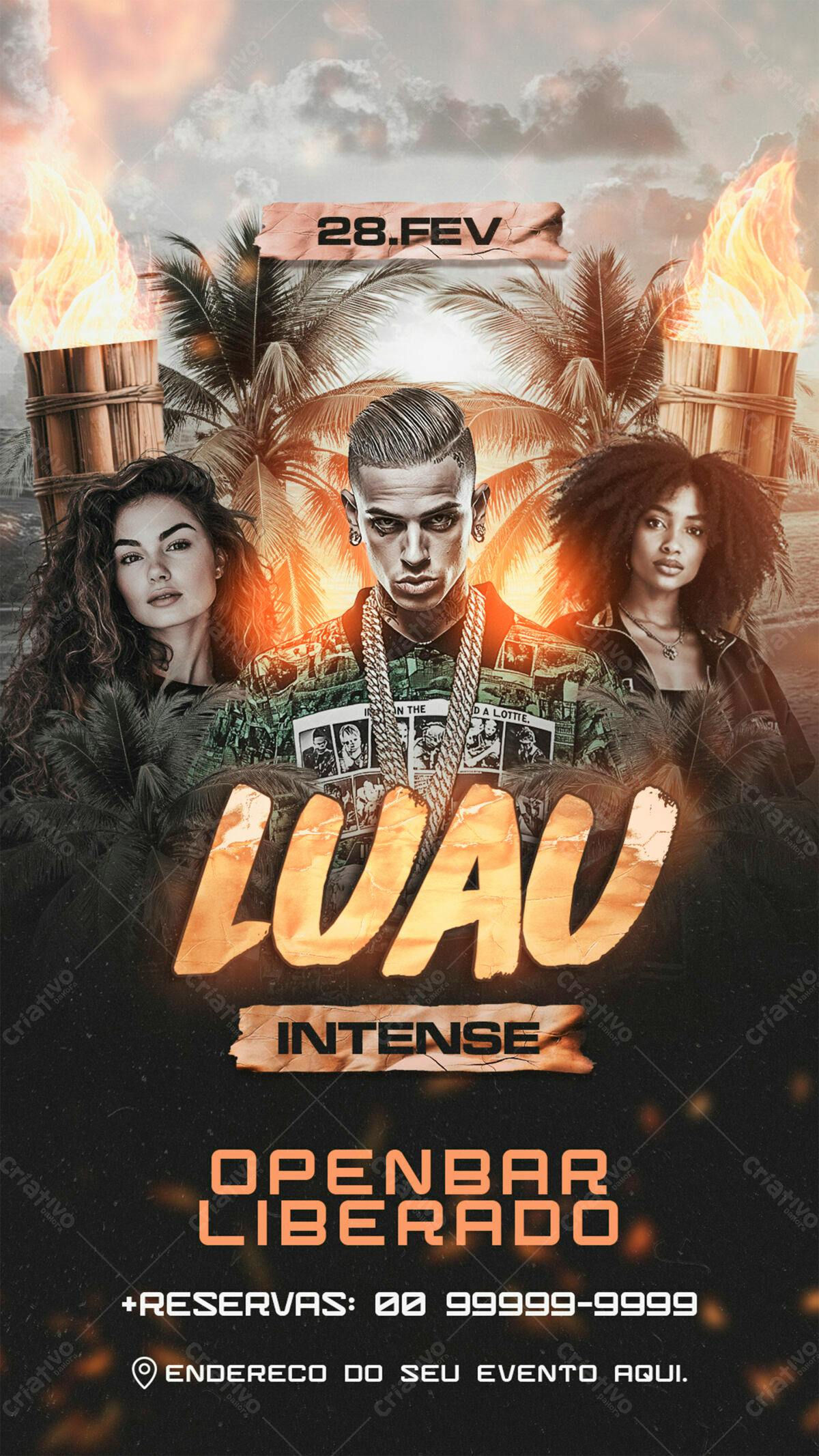 Flyer Festa Luau Intense PSD Editável